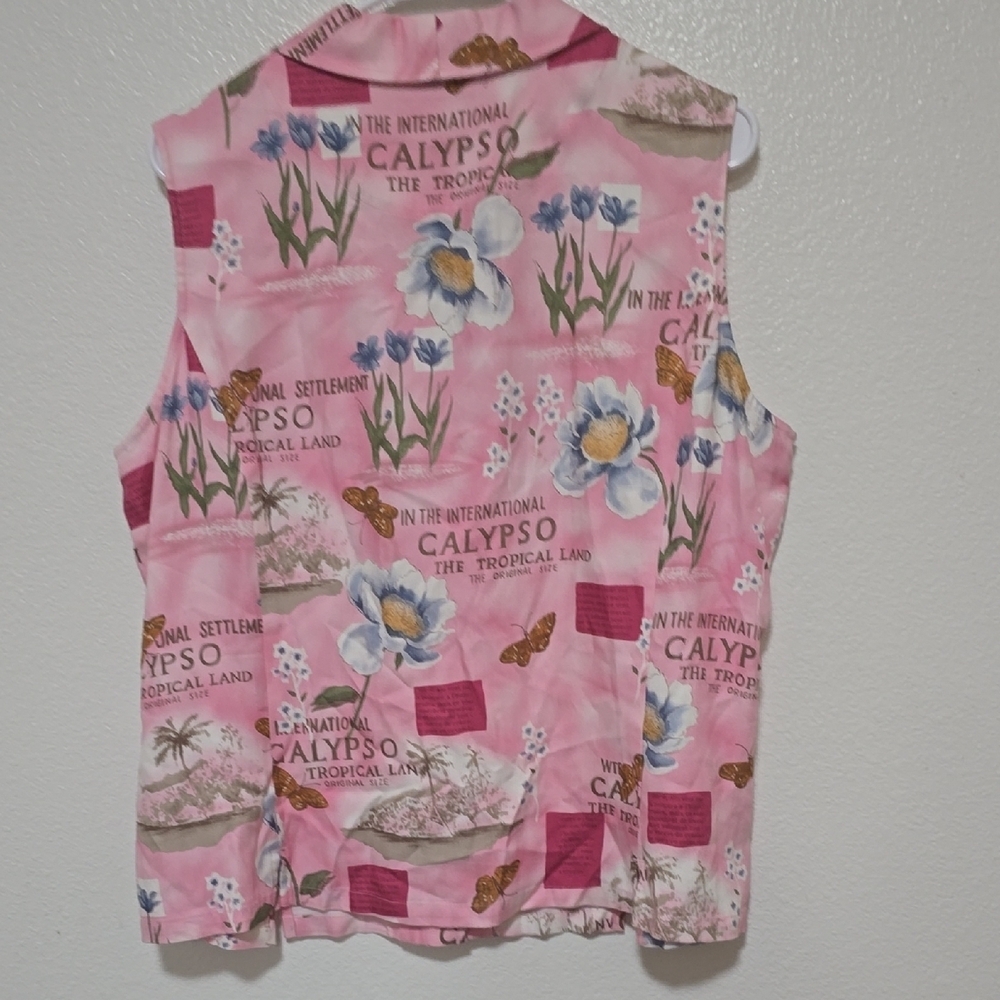 Pink Floral Sleeveless Blouse - Picture 3 of 7
